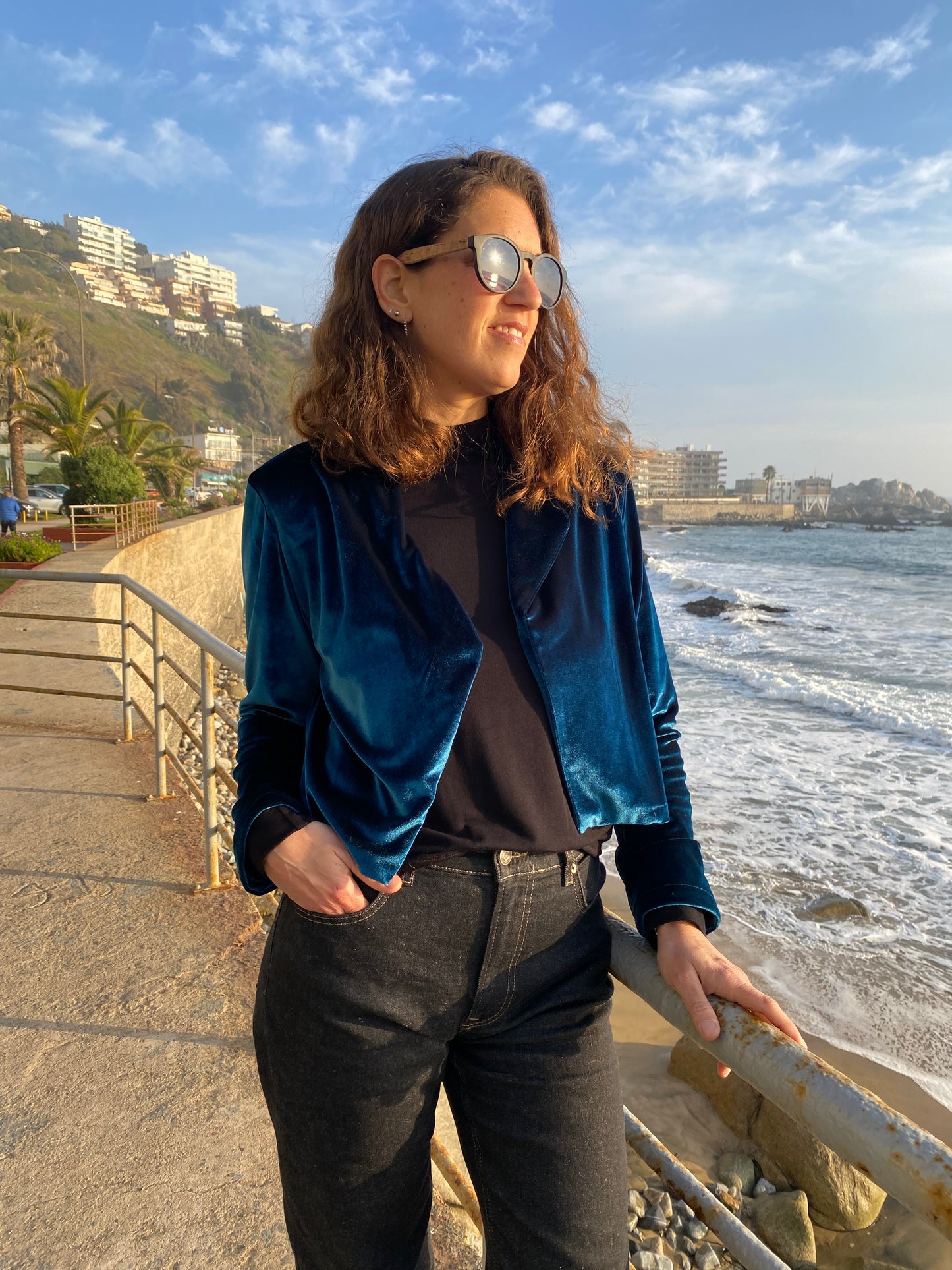 Jacket Niza Terciopelo Petroleo