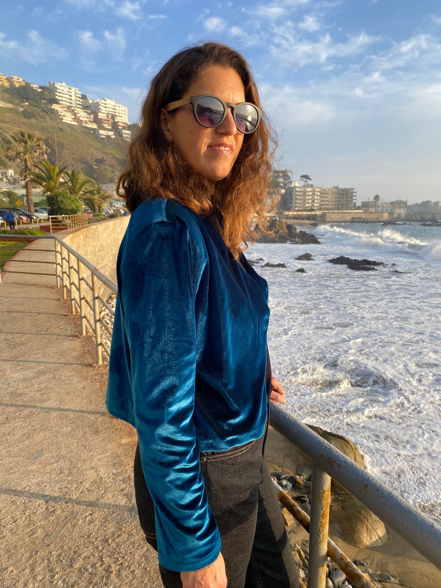 Jacket Niza Terciopelo Petroleo