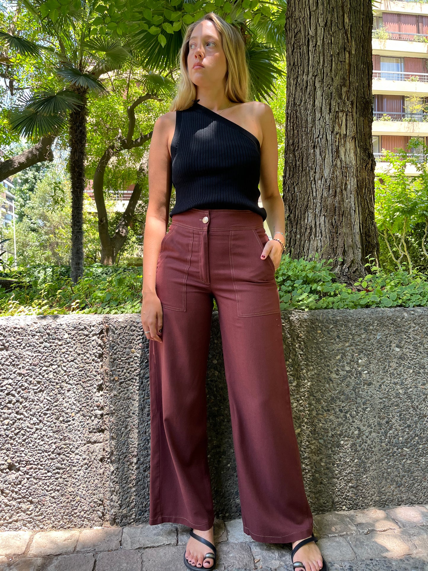 Pantalón Lazio Lino Café