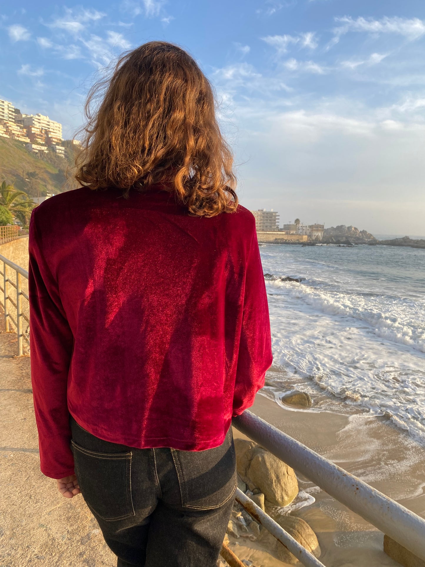 Jacket Niza Terciopelo Burdeo