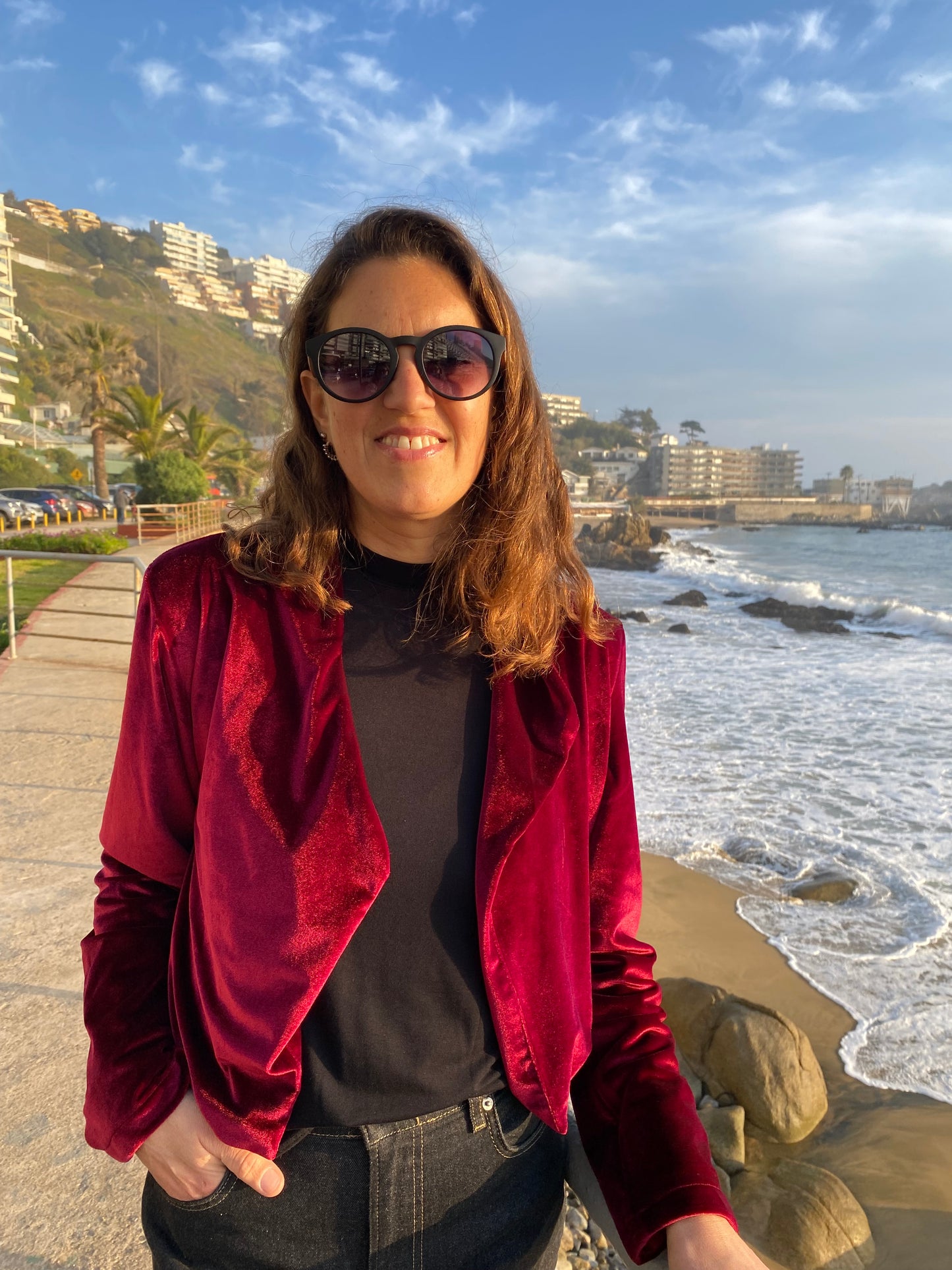 Jacket Niza Terciopelo Burdeo