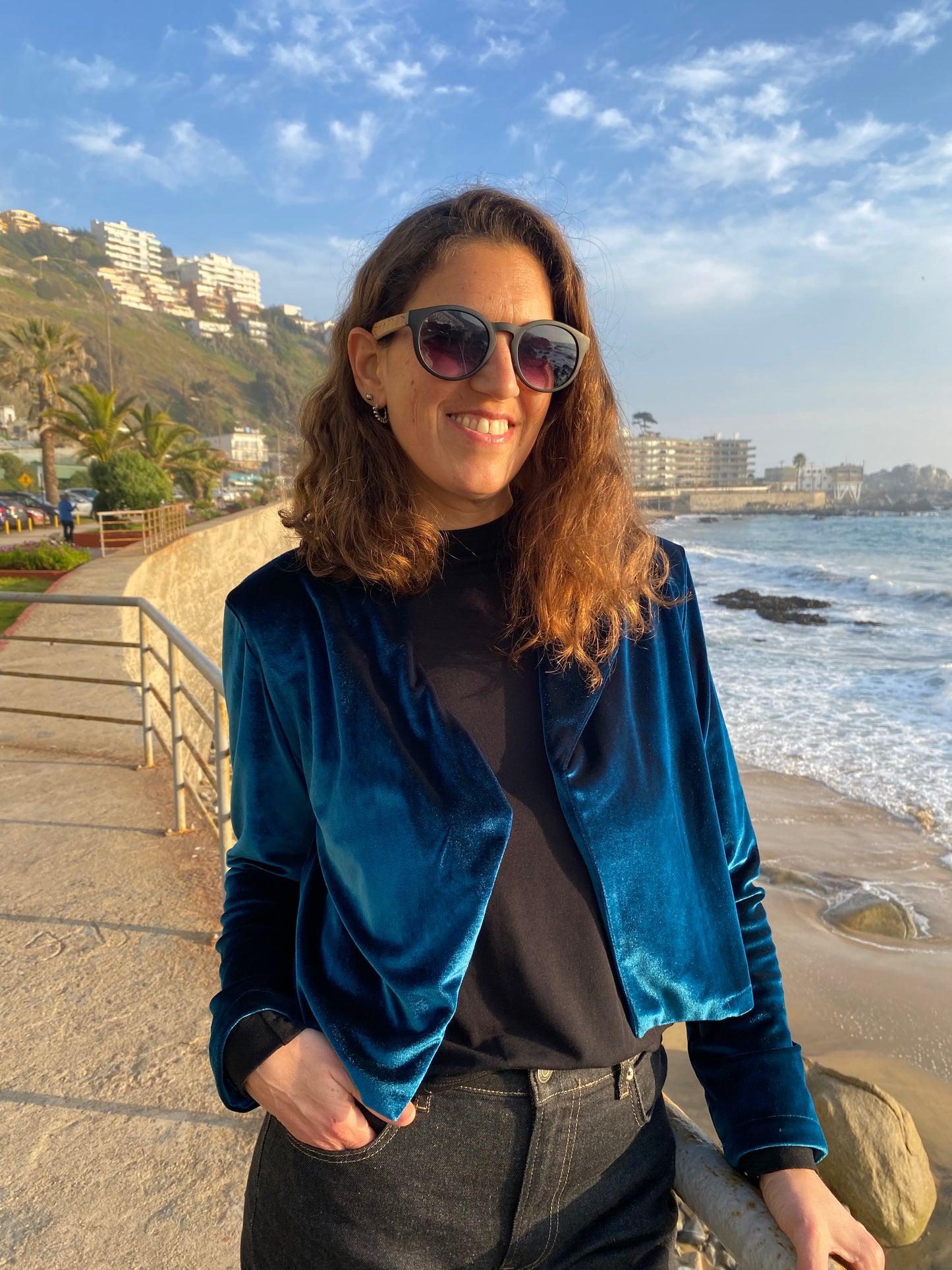 Jacket Niza Terciopelo Petroleo