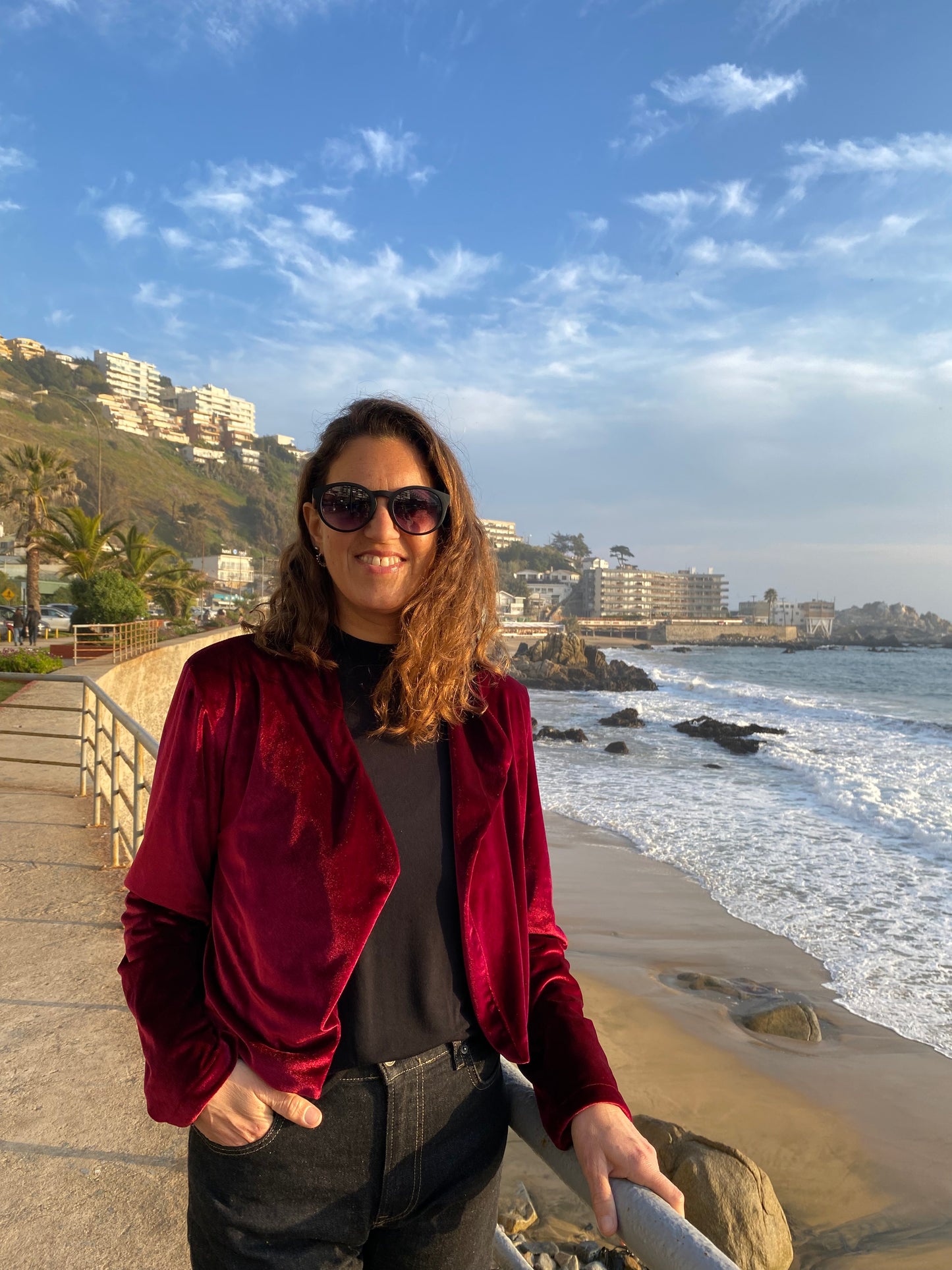 Jacket Niza Terciopelo Burdeo