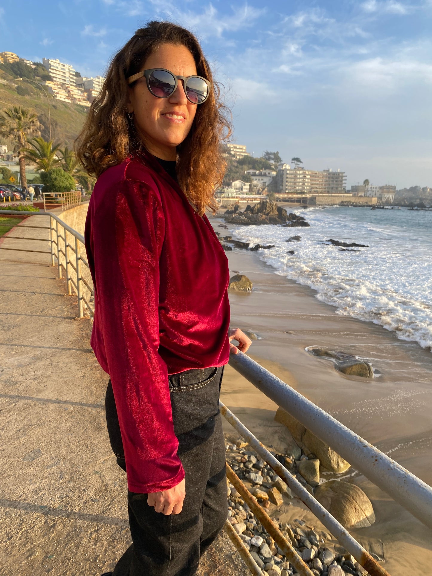 Jacket Niza Terciopelo Burdeo